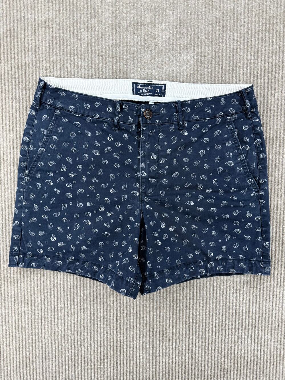 Abercrombie & Fitch Paisley Chino Shorts Men 31 Navy